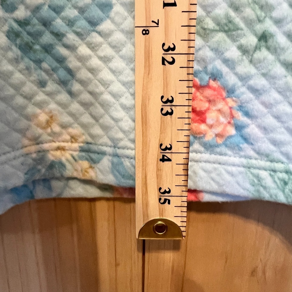 Miss Elaine Quilted Housecoat Small Zip Robe Floral Blue Pink Grannycore Cottage - Picture 9 of 10